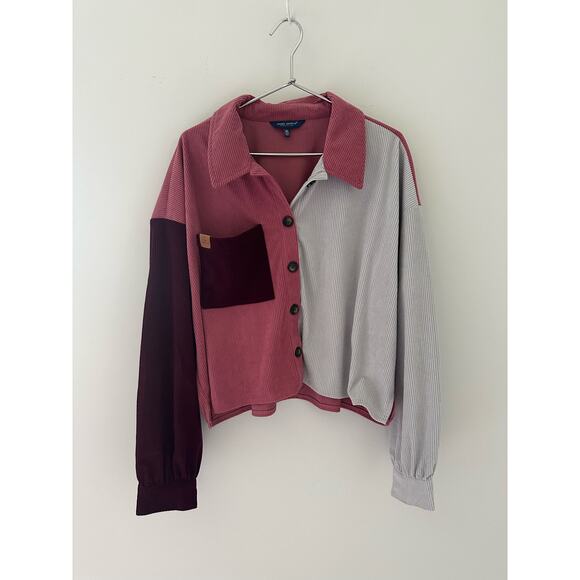 NWT Simply Southern Color Block Corduroy Style Crop Top Long Sleeve Size XL - Picture 2 of 8